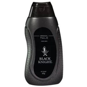 “Black Knight Original Talc 60g front view”