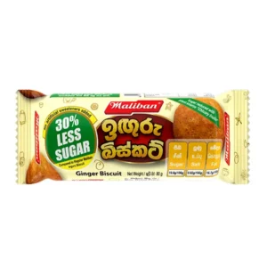 “Maliban Inguru Less Sugar Biscuit 80g pack front view”