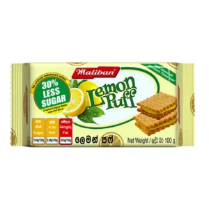 “Maliban Lemon Puff Less Sugar 100g packaging”