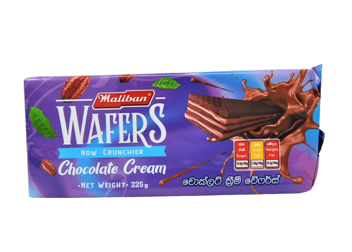 “Maliban Wafers Chocolate Cream 225g packaging”