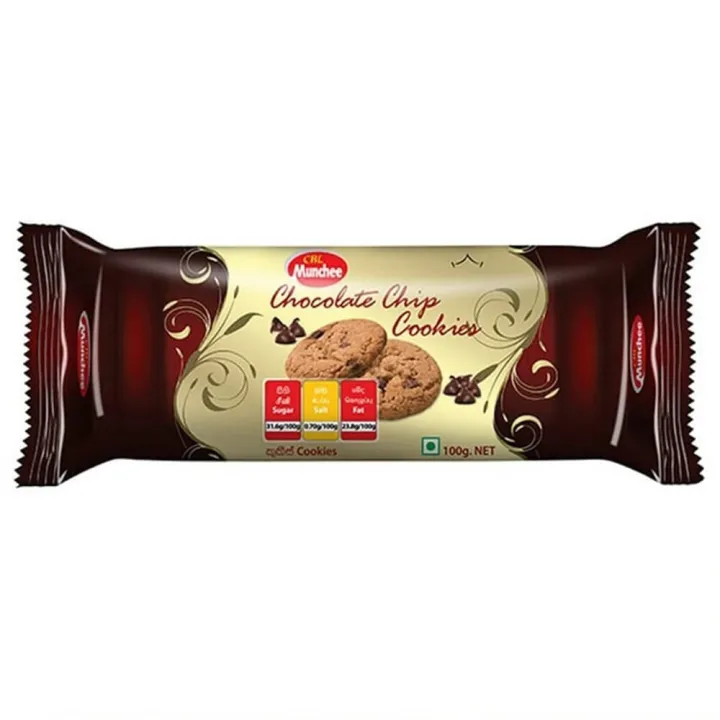 “Munchee Chocolate Chip Cookies 100g packaging”