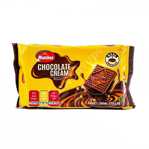 “Munchee Chocolate Cream Biscuits 210g packaging”