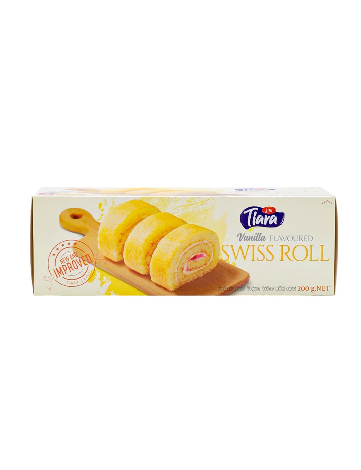 “Tiara Swiss Roll Vanilla 200g packaging”